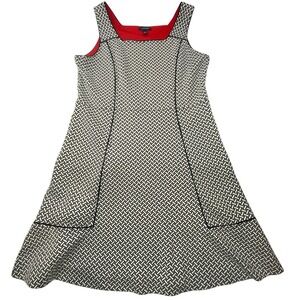 Land's End Swing Dress Womens 16 Sleeveless Black White Casual A-Line Tank